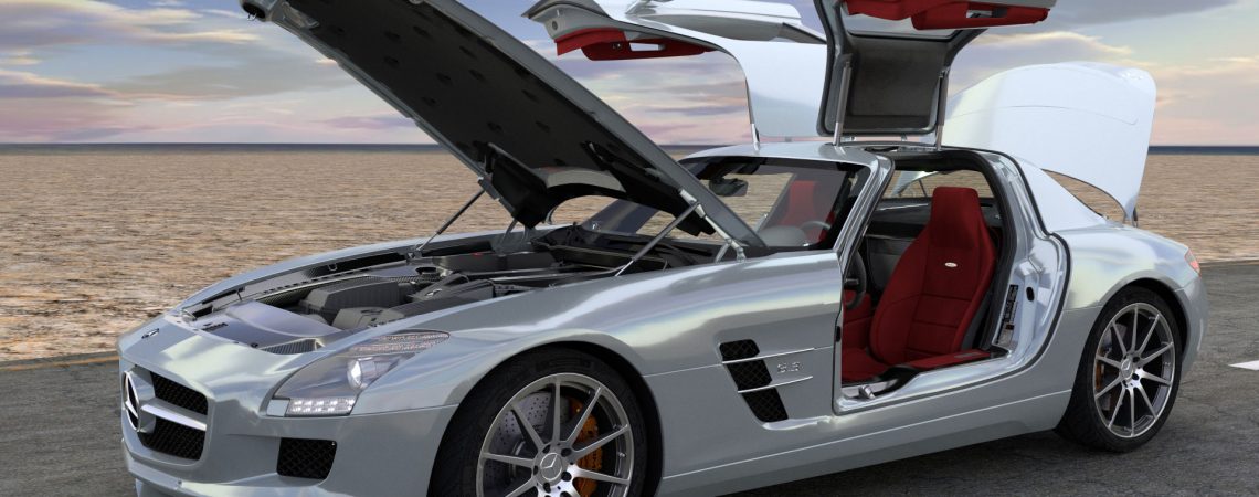 Modélisation et animation d'une voiture 3D Mercedes SLS AMG HD- Rigging et Drifting - Full Open 01 - Blender Cycles - Car and vehicle - Animation 3D photoréaliste - Infographiste 3D Freelance