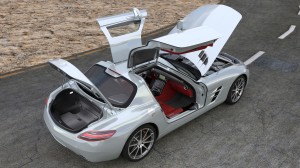 Modélisation et animation d'une voiture 3D Mercedes SLS AMG HD- Rigging et Drifting - Full Open 02 - Blender Cycles - Car and vehicle - Animation 3D photoréaliste - Infographiste 3D Freelance