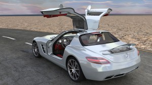 Modélisation et animation d'une voiture 3D Mercedes SLS AMG HD - Rigging et Drifting - Doors Open 02 - Blender Cycles - Car and vehicle - Animation 3D photoréaliste - Infographiste 3D Freelance