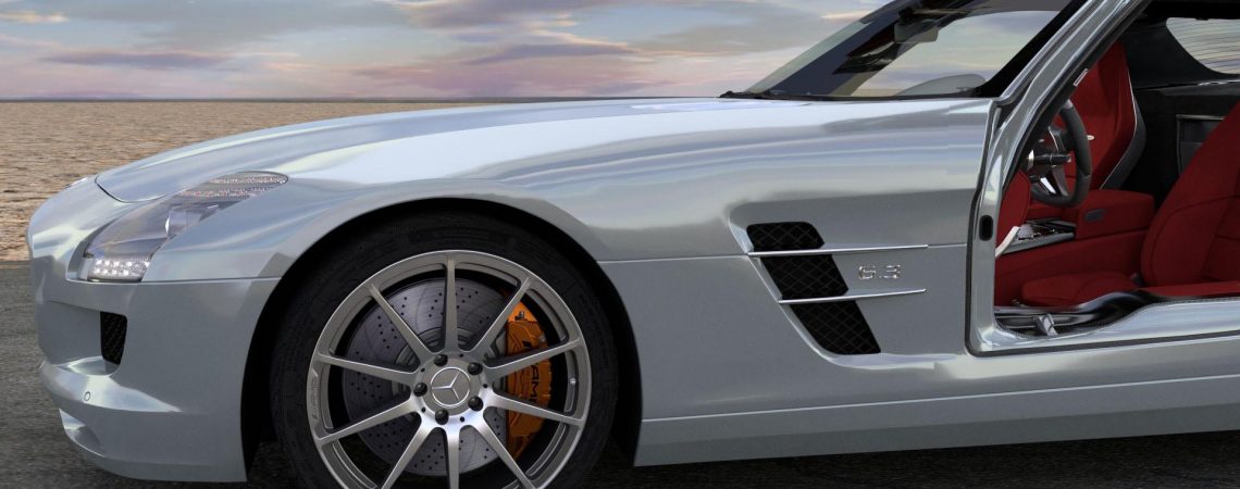 Modélisation et animation d'une voiture 3D Mercedes SLS AMG HD - Rigging et Drifting - Doors Open 03 - Blender Cycles - Car and vehicle - Animation 3D photoréaliste - Infographiste 3D Freelance