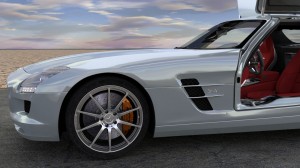 Modélisation et animation d'une voiture 3D Mercedes SLS AMG HD - Rigging et Drifting - Doors Open 03 - Blender Cycles - Car and vehicle - Animation 3D photoréaliste - Infographiste 3D Freelance